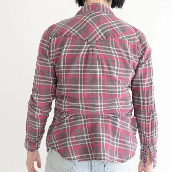 Harley-Davidson Burgundy Checker Snap Front Button Up Shirt Med - Picture 3 of 12